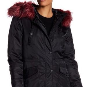 NWT [BCBG] Flight Anorak Jacket Faux Fur Trim -S